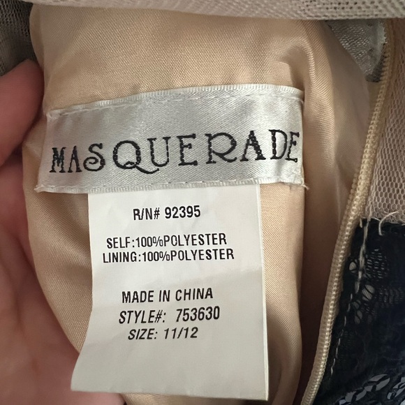 Masquerade lace black and sheer mermaid style floor length formal prom dress - Picture 6 of 6